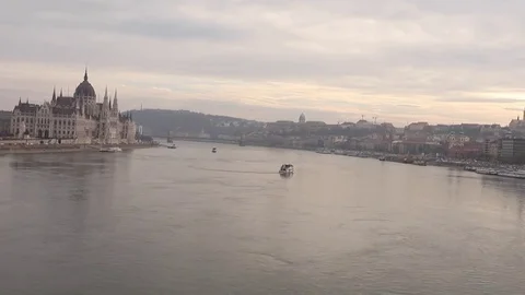 Budapest awesome Danubio's river View Stock Footage 73035002