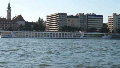 Budapest, boat on danube river Stock Footage 133427193