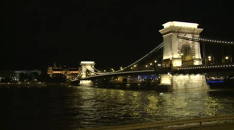 Budapest Bridge Lights Stock Footage 46013029