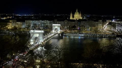 Budapest bridge timelapse Video stock 49930038