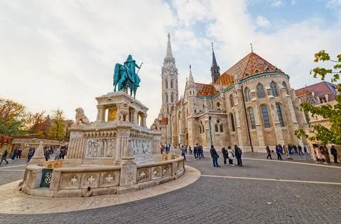 Budapest bronze statue of Stephen I of Hungary 스톡 사진