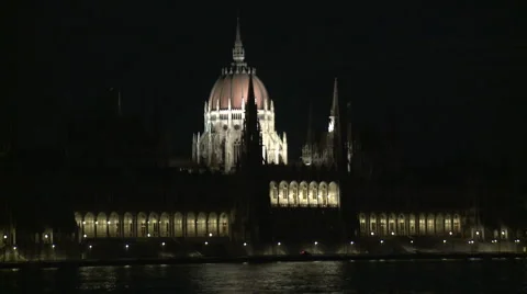 Budapest Building in The Night Stock Footage 46011976