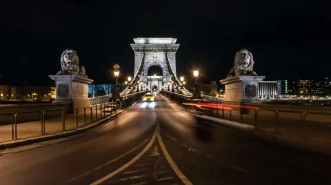 Budapest. Car traffic on Chain bridge. Stock Footage 61291792