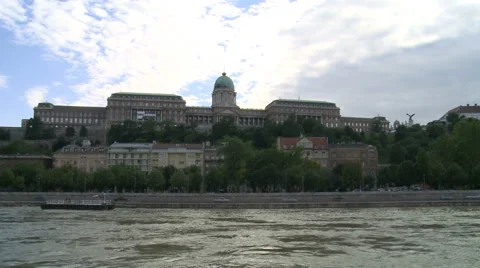 Budapest Castle And Hungarian Flag Stock Footage 45997362