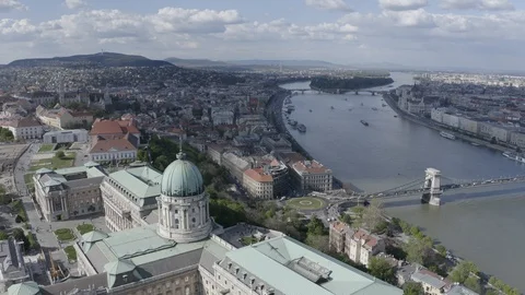 Budapest Castle, City Centre, Chainbridge and the Danube - aerial 4K video Stock Footage 118883953