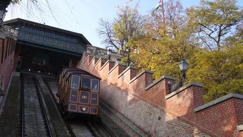 The Budapest Castle Hill Funicular during a sunny day, Hungary. 스톡 동영상 121883898