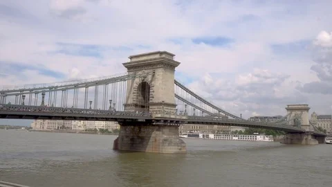 Budapest Chain Bridge cloudy day Stock Footage 78578586