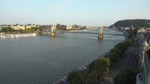 Budapest Chain Bridge Stock Footage 96308659
