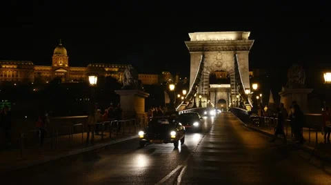 Budapest Chain Bridge at night 4K Stock Footage 43201688