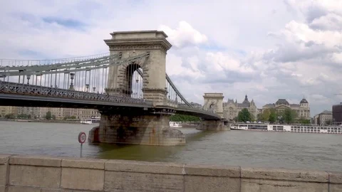 Budapest Chain Bridge pillar Hungary Stock Footage 78579439