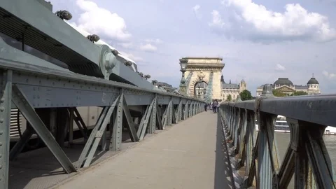 Budapest Chain Bridge from side of buda Stock Footage 78579293