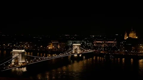 Budapest Chain Bridge View Stock Footage 73035076