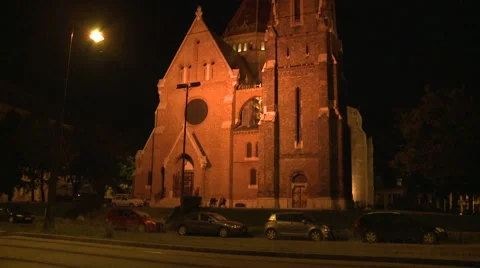 Budapest Church Night Stock Footage 46012876