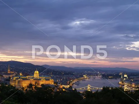 Budapest city at dawn Stock Photos