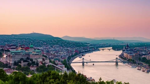 Budapest city time lapse from day to night aerial Video stock 83677973