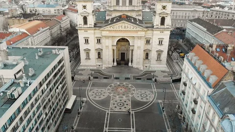 Budapest cityscape and dome of St. Stephen's Cathedral. Aerial view, 4k drone. 库存影片 121589073