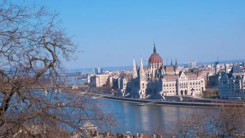 Budapest cityscape with secheni bridge. Stock Footage 250488713