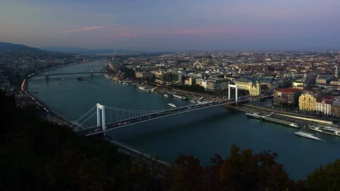 Budapest Cityscape Sunset Timelapse 1 Video stock 127342630