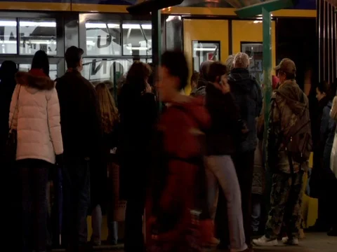 Budapest Crowds Get on Tram Stock Footage 110924445