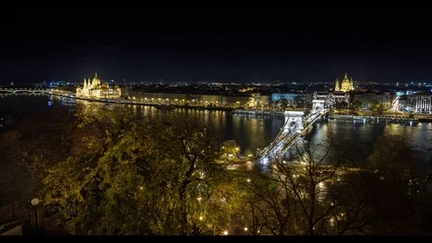 Budapest Danube by night Stock Footage 82761781