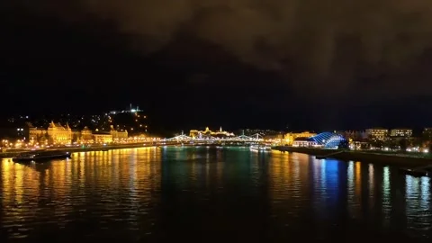 Budapest Danube night timelapse Stock Footage 309239851