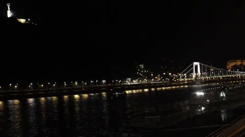 Budapest, Danube river by night Stock Footage 78971773