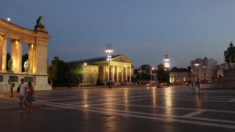 Budapest Day to Night Hyperlapse on Hero Square, Hungary Stock Footage 94753795