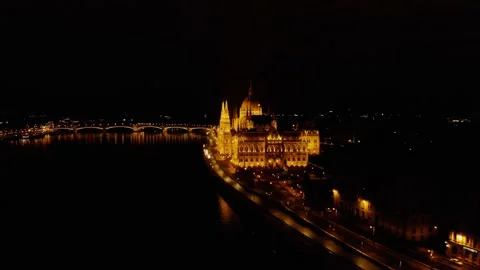 Budapest by drone at night. Stock Footage 150445911