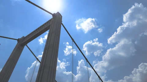 Budapest, Elizabeth bridge structure with blue sky background- Hungary Video stock 61075077
