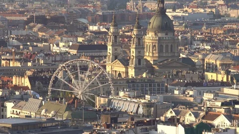 Budapest eye and  St Stephen's Basilica,Hungary Stock Footage 78579358