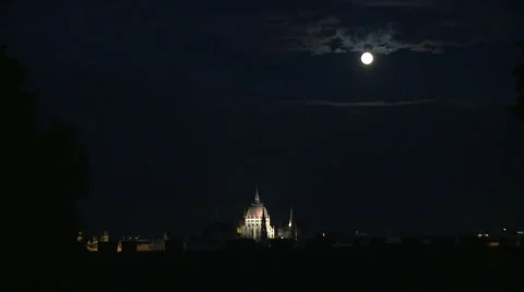 Budapest Far Building Night Stock Footage 46012004