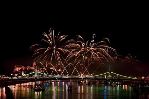 Budapest Firework #2 Stock Photos