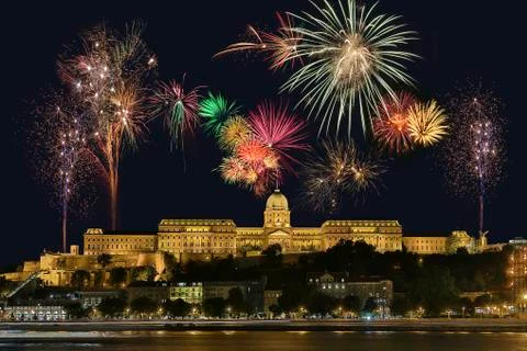 Budapest Firework Display - Hungary Stock Photos