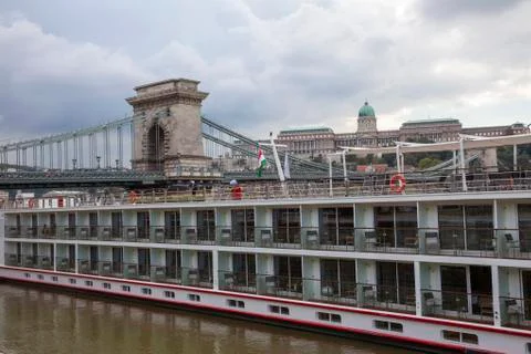 Budapest floating hotel Stock Photos