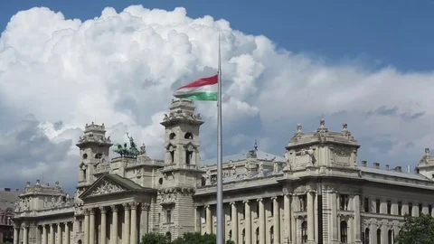Budapest, Hungarian  flag on the wind Stock Footage 79037013