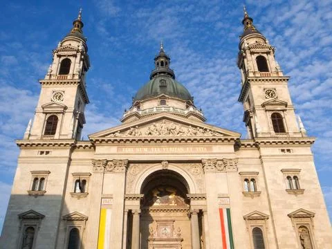Budapest, Hungary - 15.05.2015: Dramatic low angle shot of St. Stephen's Stock Photos