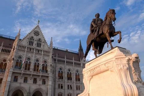 Budapest, Hungary - 15.05.2015: Dramatic low angle shot of Gyula Andrassy Stock Photos
