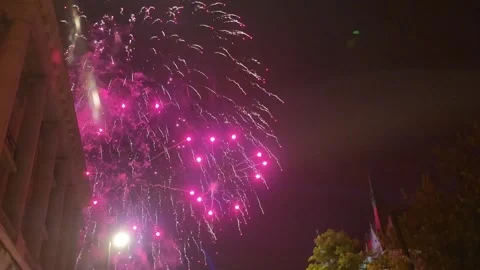 Budapest, Hungary - 20 August 2026: National Day Colorful Fireworks Vídeo Stock 343173794
