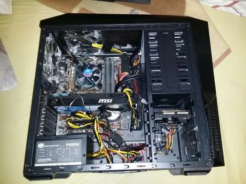 Budapest, Hungary - 2014.11.17. : A computer without its side panel so the pa Stock Photos