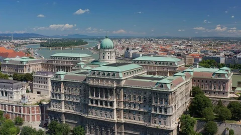 Budapest, Hungary - 4K drone flying sideways at Buda Castle Royal Palace Stock Footage 113887873