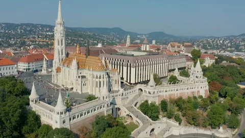 Budapest, Hungary - 4K drone flying towards the beautiful Matthias Church Stock Footage 115104119