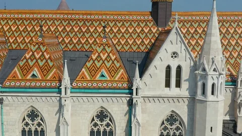 Budapest, Hungary - 4K drone flying sideways of the beautiful Matthias Church Stock Footage 115104149