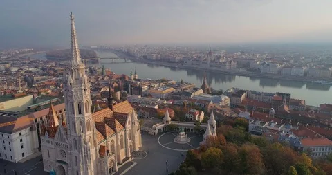 Budapest, Hungary - 4K drone flying at Fisherman's Bastion Stock Footage 120753487