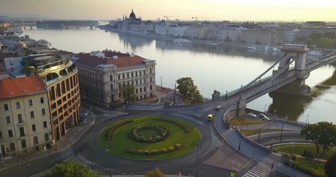 Budapest, Hungary - 4K hyperlapse of orbiting around Clark Adam Square Stock Footage 93754160