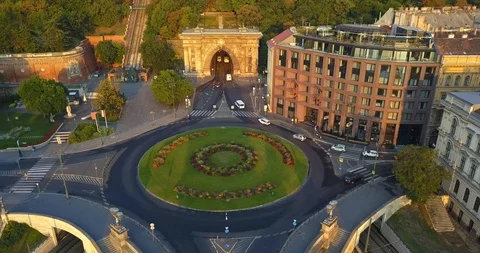 Budapest, Hungary - 4K hyperlapse of orbiting around Clark Adam Square Stock Footage 93758533