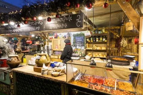 BUDAPEST, HUNGARY - 8 DECEMBER 2016: Budapest traditional Christmas market st Stock Photos