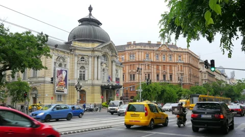 BUDAPEST - HUNGARY, AUGUST 2015: tram in daily traffic Stock Footage 58745135