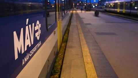 Budapest Hungary August 28 2026 Evening MAV Train at Railway Station Platform Stock Footage 344964690