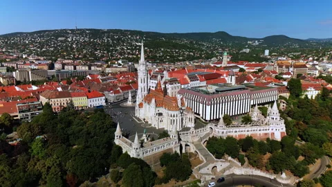 BUDAPEST, HUNGARY: Detailed Architectural Study of Matthias Church and Zsolnay Stock Footage 328647416