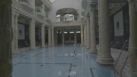 Budapest, Hungary Gellert bath inside pool Lumix S1H UHD LOG Stock Footage 159864201
